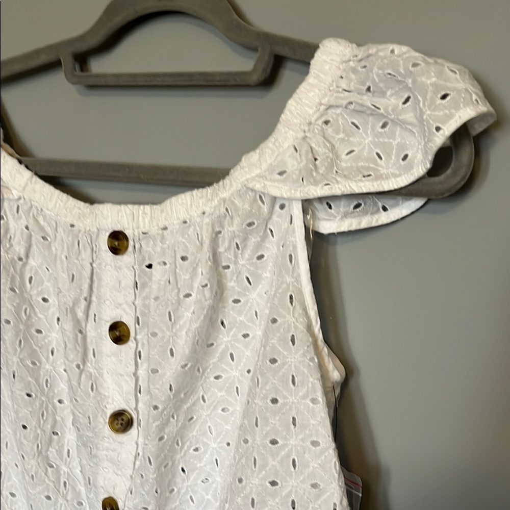 White Eyelet Off-Shoulder Top - Picture 2 of 10